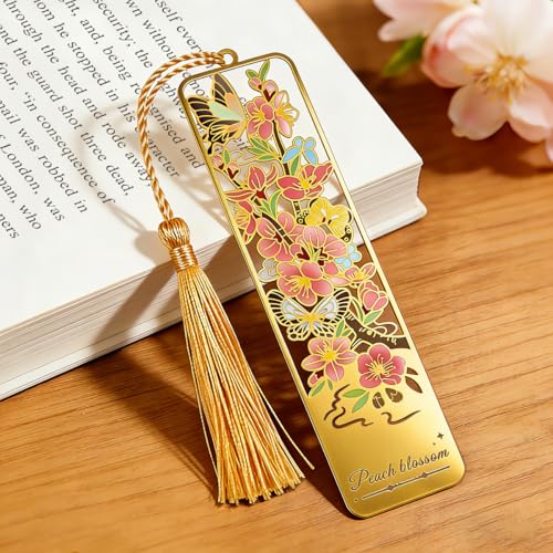 Kinsound Flower Book Marks with Tassel for Reading Women, Pretty Cute Hollow Butterfly Book Markers for Women, Kids,Teachers, Students, Reading Accessories Gifts for Book Lovers（3PCS-Style B） - style: Flower B