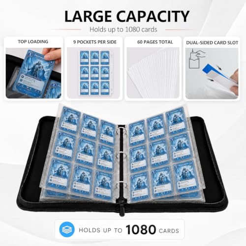 9 Pocket Zip Card Binder, Trading Card Album Holds 1080 Cards, Light Blue - color: Light Blue