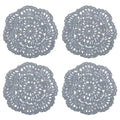 Crochet Doilies, 4Pcs 4" - Cotton Woven Fabric Coasters, Lace Round Handmade Coasters with Floral Pattern for Wedding Party Decoration (Grey)