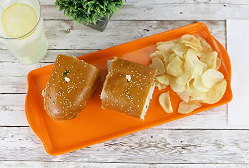 Reston Lloyd Melamine Plastic Tidbit Tray, BPA-Free, Food Safe, Multipurpose Platter Serving Tray, Bathroom/Table Organizer, Orange - color: Orange, size: 14.7" x 6.5" x 0.8"