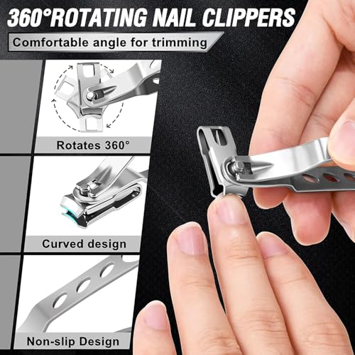 Toenail Clippers for Seniors Thick Toenails, Aucurwen Heavy Duty Toe Nail Clippers Adult Thick Nails Long Handle, Large Toenail Clippers for Thick Nails 7Pcs(Pink) - color: Pink