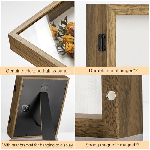 11x14 Brown Deep Shadow Box Picture Frame with HD Clear Glass - color: Brown, size: 11x14