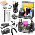 17 IN 1 Office Desk Organizer Set for Back to School Supplies Accessories - color: Black
