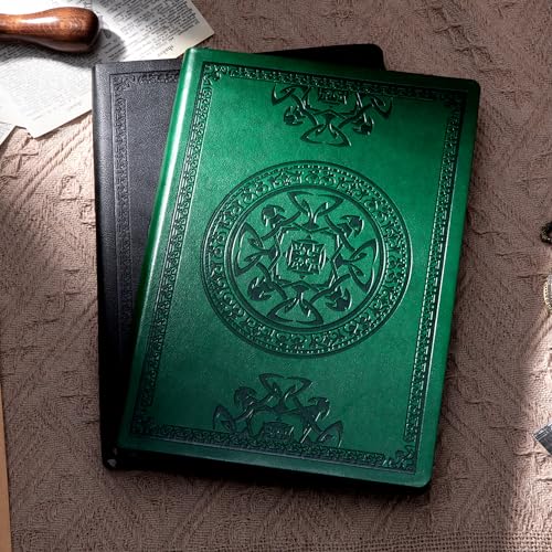 CAGIE Leather Journal for Men Women Vintage Notebook Diary, A5, Green - color: Dark Green, size: A5