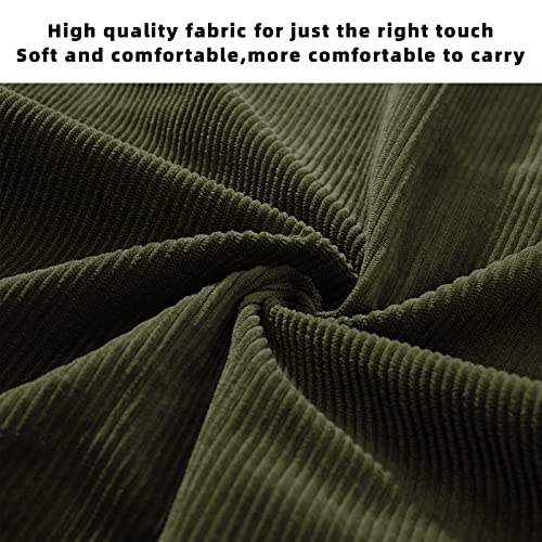 KALIDI Women Corduroy Tote Bag Zipper Casual Tote's Handbag Big Capacity Shoulder Bag with Pockets - color: Army Green