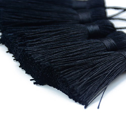 20Pcs 4.3 Inch Silky Mini Craft Tassels for Earrings, Souvenir(Black) - color: Black