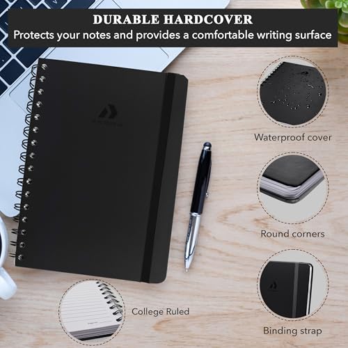 Nextnoid Lined Spiral Notebook Journal For Women & Men - A5(5.8" x 8.3") 170 Pages, Hardcover Notebooks for Work & Note Taking, College Ruled Journals for Writing - Black - color: c-Black