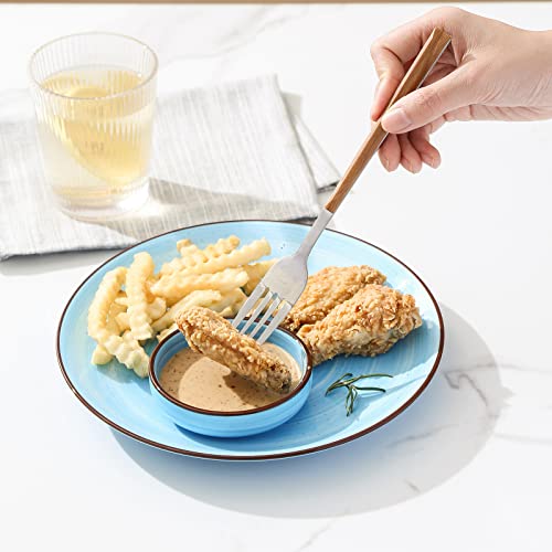 Selamica Ceramic 2.5 OZ Soy Sauce Dish Dipping Bowls Set of 6, 3.3 Inch Small Side Dish Pinch Bowls, Mini Bowls for Condiment, Ketchup, BBQ, Sushi, Gradient Blue - color: Gradient Blue, size: 3.3 Inch, Set of 6