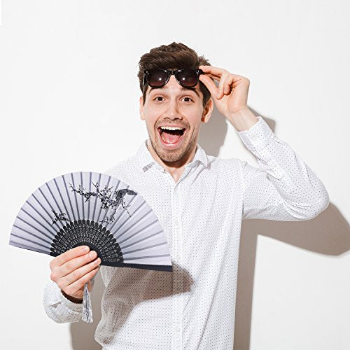 Zonon 4 Pack Hand Held Folding Fans for Women Silk,Cute - style: Cute