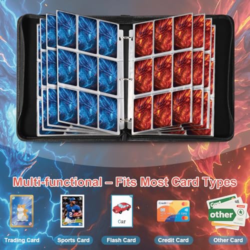 Dragon 9 Pocket Trading Card Holder Binder - color: Thunder & Flame Dragon