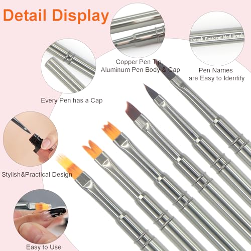MYR 6Pcs Metal Nail Art Brushes & 2pcs Nano Nail Files for Nail Art Designs