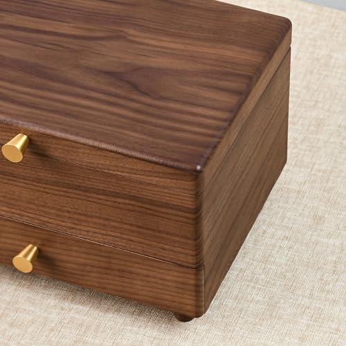 Black Walnut Wooden Jewelry Box with Feet, 3 Layer Organizer for Women - color: 3 Layer with Feet