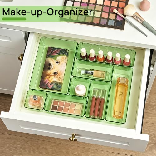 Vtopmart 25 Pack Plastic Drawer Organizers with Anti-slip Rubber Pads - color: Clear Green