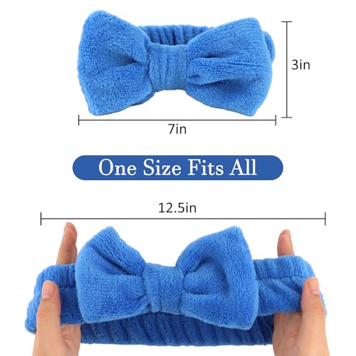 10 Pack Royal Blue Soft Spa Headbands Bulk for Women Girls - color: Dark blue