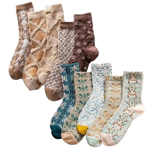 Lavish Lavender Argyle Frill Socks for Women, Dress Socks - color: 10pair-nx2+brown