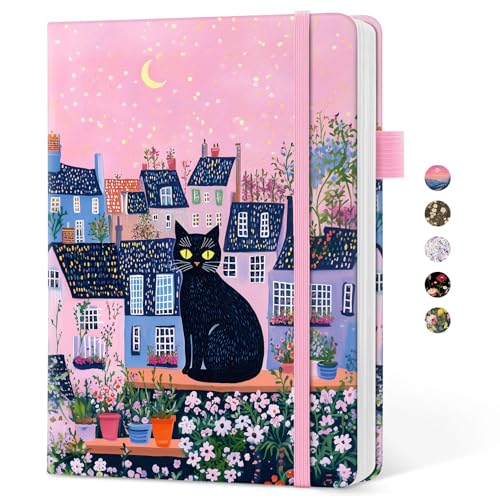 Taja Aesthetic Lined Journal for Women, Pretty Notebooks for Work & Study - color: V-Moonlit Cat