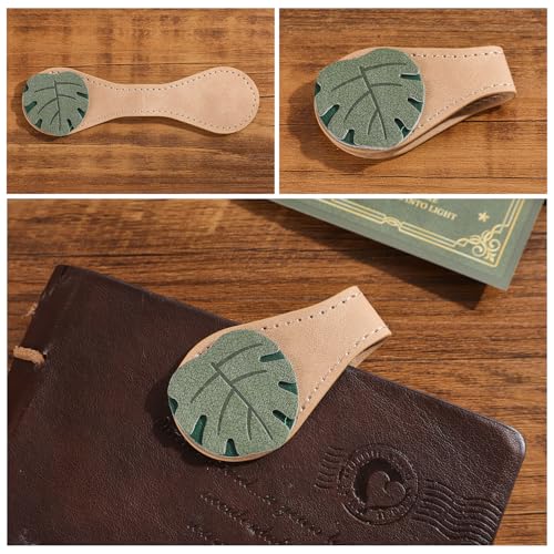 2PCS Vintage Magnetic Leather Bookmark, Leather Magnetic Bookmarks for Women, Magnetic PU Bookmarks Clip Book Accessories - style: Sunflower&Leaf