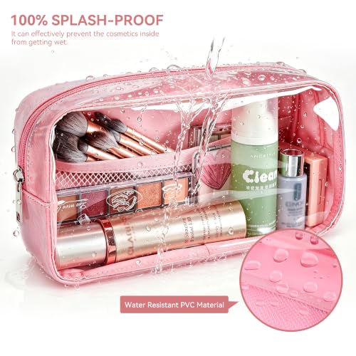 WLLWOO 2pcs Clear Makeup Bag Mini Cosmetic Pouch Travel Toiletry Organizer - color: 2pcs-Pink