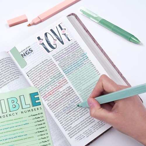 XKDOUS 50 Bible Study Supplies Journaling Kit with Journal and Case, Green - color: Green