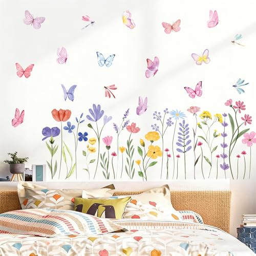 Flower Wall Decals, 8 Sheets 60 Pcs - color: Flower Butterfly