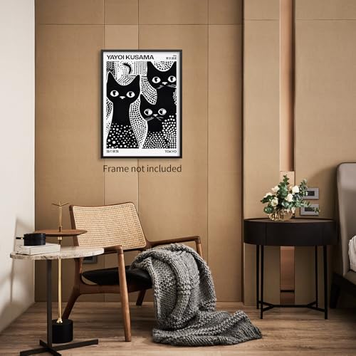 rumlud Cute Black Cat Poster Japanese Yayoi Kusama Wall Art Trendy Animal Canvas Prints for Bedroom Dorm Wall Decor Cat Lover Gifts 08x10 inch Unframed - color: Trendy 5-Unframed, size: 10"L x 8"W