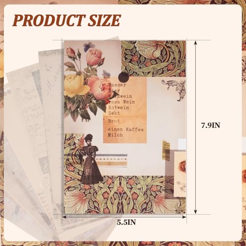 180 Sheets Vintage Scrapbook Paper, Journaling Scrapbooking Supplies Kit, 6 Themes x 30 Decorative Craft Paper，for Junk Journal Supplies，DIY Collage，Card Making Supplies，Collage Background 5.5x7.9In - color: F