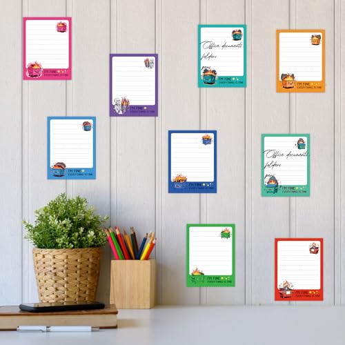 9 Pcs Dumpster Fire Sticky Notes, Funny Garbage Can Fire Desk Accessories, Cartoon Fun Dumpster Fire Self-Adhesive Notes for Teacher Student School Meeting Office Worker Accessories Gifts - color: Dumpster Fire a