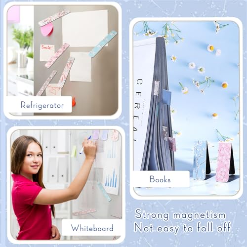 Dianelhall 24 Pcs 24 Pcs Magnetic Bookmarks Floral Page Marker Clips Women