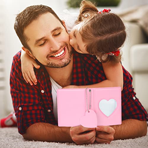 FRIUSATE 3 Inch Kpop Photocard Holder Book Love Heart Pendant Pink - color: Pink
