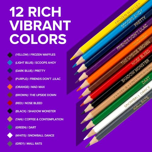 Mystery Lights Colored Pencils, 12 Foil-Stamped Gift Set - style: Stranger Things