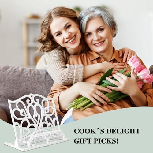 JOGREFUL Cast Iron Cookbook Stand, Kitchen Recipe Holder Love Heart White - color: White, size: Heart