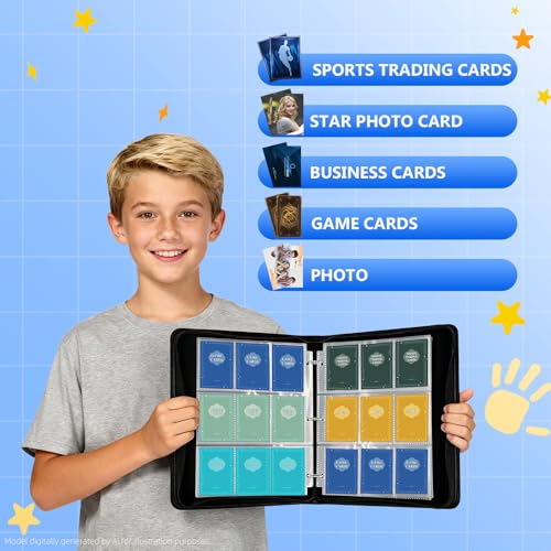 Premium Trading Card Binder, 9 Pocket Trading Card Binder for Pokemon TCG - color: Blue, size: Extra Large