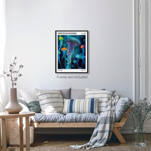 rumlud Colorful Ocean Jellyfish Wall Art Unique Japanese Animal Posters Yayoi Kusama Canvas Prints for Living Room Bedroom Wall Decor 08x10 inch Unframed - color: Trendy 4-Unframed, size: 10"L x 8"W