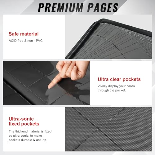 16-Pocket Zipper Binder for 1280 Trading Cards with 40 Side-Loading Pages - size: L