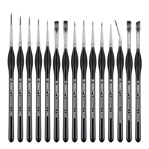 PANDAFLY Detail Paint Brushes Set for Fine Detailing & Art Painting, 15pcs - size: 15 Size