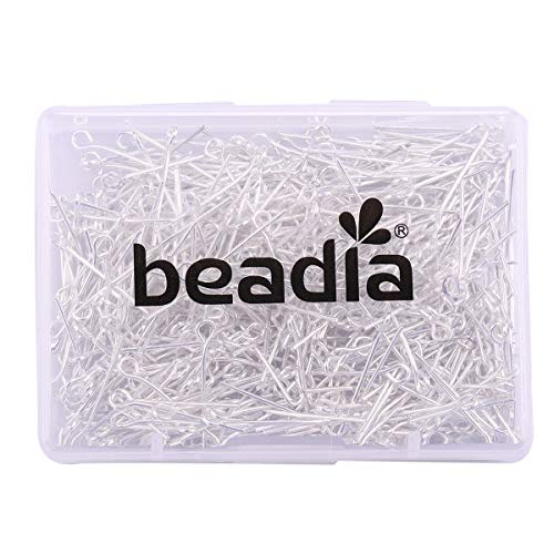 BEADIA Open Eye Pins Silver Head Pins for DIY Jewelry Making 20mm 500pcs - color: Silver, size: 20mm