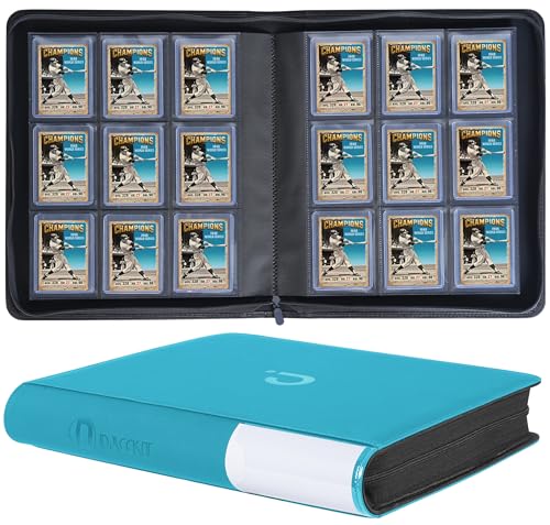 D DACCKIT Top Loader Binder, Holds 288 Cards - 9 Pocket Top Loader Binder for 3" x 4" Rigid Card Holders for Trading Cards or Sports Cards（Model C - Classic Turquoise） - color: Classic Turquoise