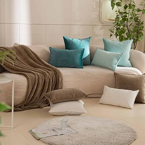 JUSPURBET 24x24 Velvet Decorative Throw Pillow Covers Set of 2,Stone - color: Stone, size: 24" x 24" (Pack of 2)