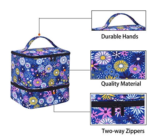 Upgraded Nail Polish Organizer Case - Holds 30 Bottles and 1 Nail Light, Double-layer Nail Bag Organizer Case Nail Polish Storage Bag with Handles (Style B-Flower) - color: Style B-Flower