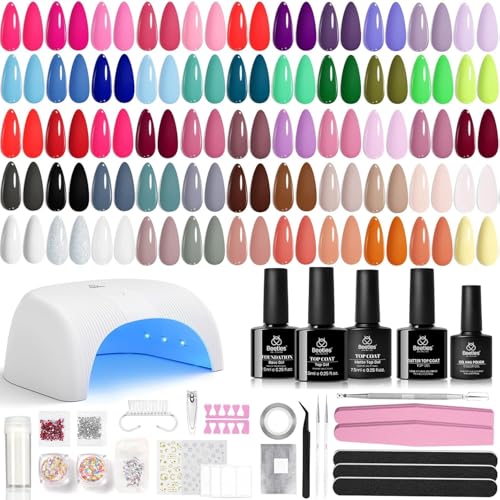 Beetles Gel Nail Polish Kit with U V Light, 55 Colors 81 Pcs Gel Polish Kit - color: B-Color Enchantment Pro