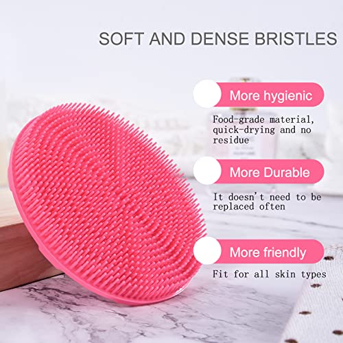 INNERNEED Food-Grade Soft Silicone Body Scrubber Shower Brush, Pack of 4 - color: (Set) Dark Green+pink+gray+black