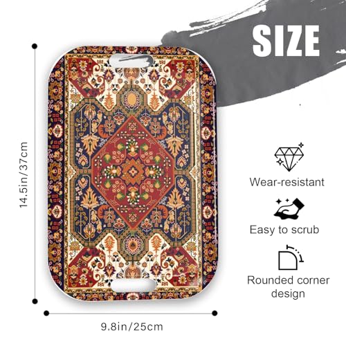 Serving Trays with Handles, 14.5 x 9.8 inch Rectangular Plastic Tray for Restaurant, Kitchen, Dark Red Pattern - color: Dark Red Pattern