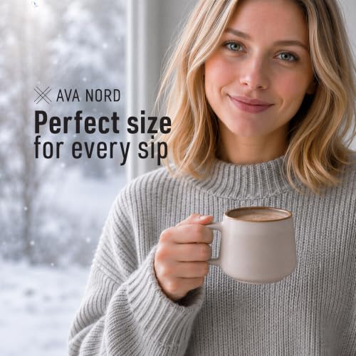 Ava Nord Small Stoneware Ceramic Coffee Mugs Set of 4-6 oz - Rose Sand - color: Rose Sand, size: 6 Oz