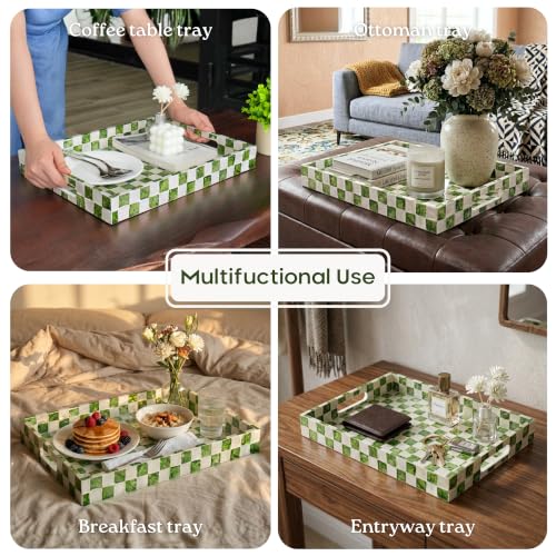 CHI AN HOME 16"x12" Capiz Serving Tray, Decorative Coffee Table Tray, Green - color: Pistachio Green