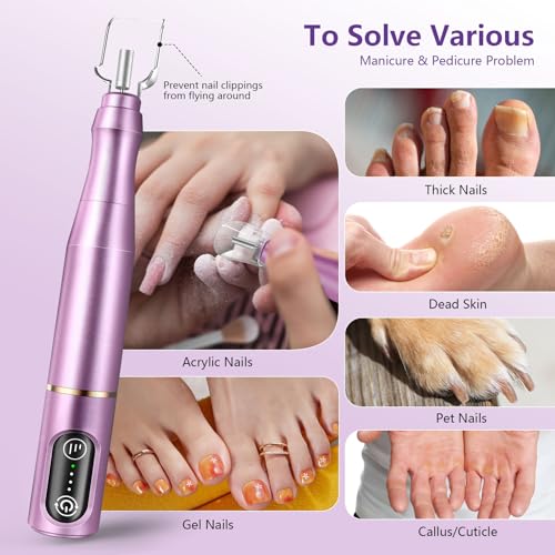 TUOBEO Cordless Nail Drill Electric Nail File Kit, Rechargeable Efile Set - color: Purple