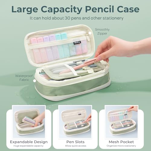 Nicpro School Supplies Stationary Set with Pencil Case, 50 PCS Green - color: Green, size: 1 count (Pack of 50)