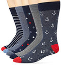 Amazon Essentials Men's Patterned Cotton Dress Crew Socks, 5 Pairs - color: Blue/Red/Grey, size: 8-12