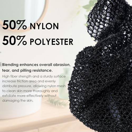 INNERNEED Body Shower Exfoliating Net Sponge Mesh Case Cover, Black - color: (Set6) 2 Case