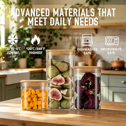 D2scrma 22oz/37oz/50oz Square Glass Storage Containers with Lids 6-Pack - size: 22oz*2/37oz*2/50oz*2