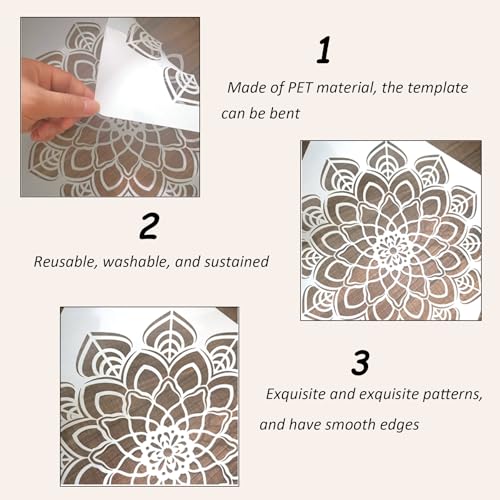 Mandala Stencils, 9pcs Reusable Plastic Mandala Dotting Templates for DIY Art, Home Decor & Crafts (4x4in)
